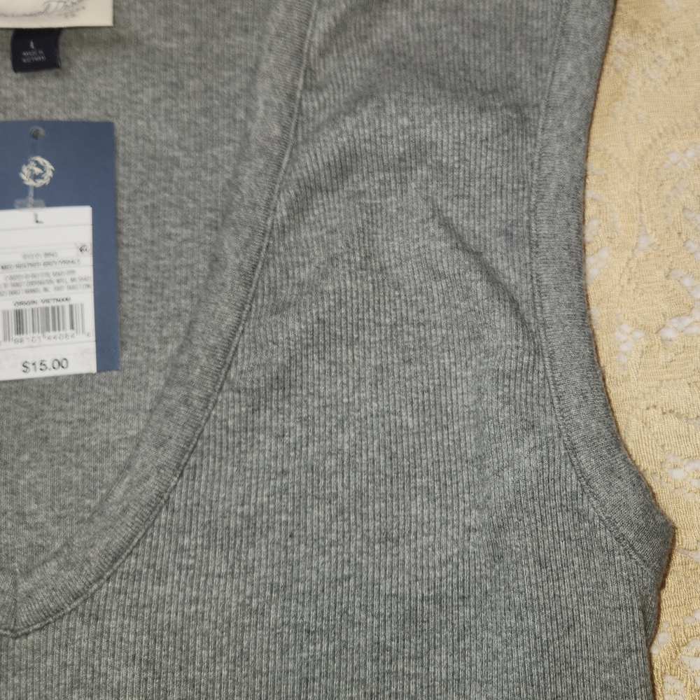 Universal Thread Grey Ribbed V-Neck Top - Picture 5 of 7